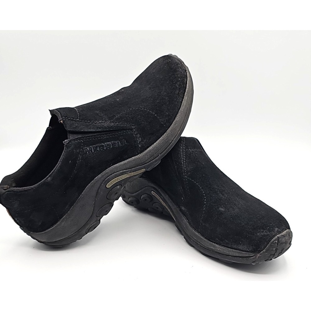 Merrell Jungle Moc Womens 10 Black Suede Slip On Comfort Walking Shoes